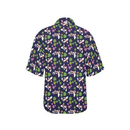 Koi Carp Pattern Design Themed Print Women's Hawaiian Shirt