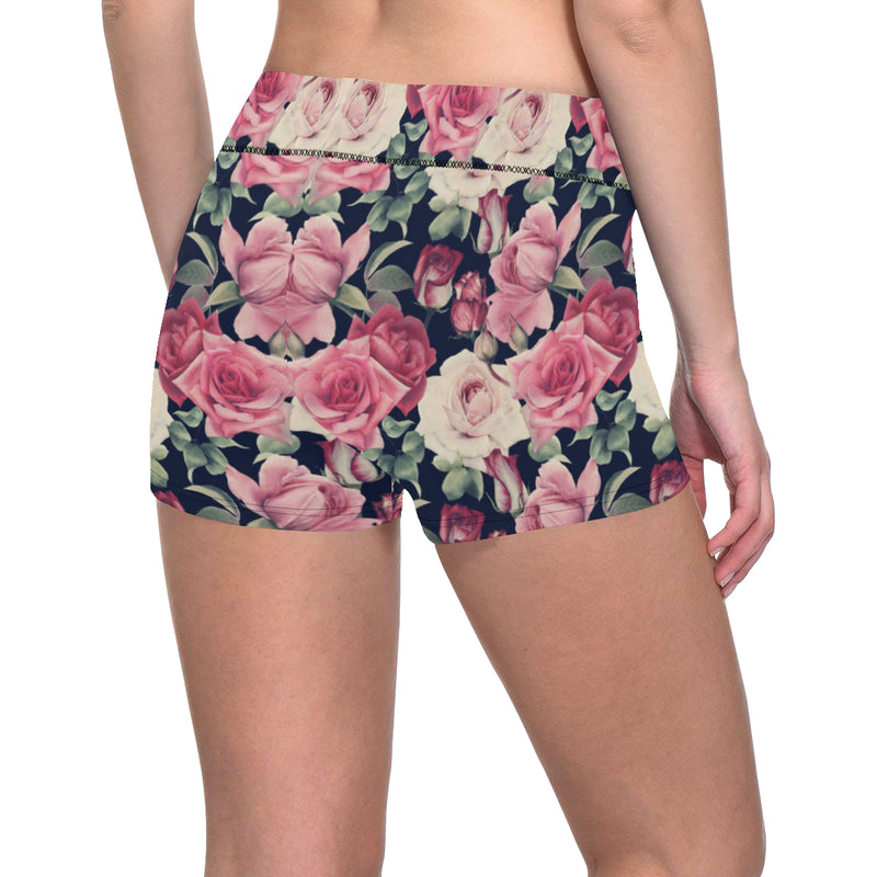 Rose Pattern Print Design RO05 Yoga Shorts