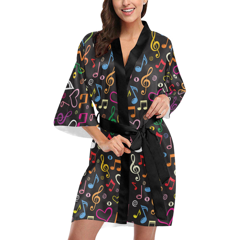 Music note Pattern Print Design A01 Women's Short Kimono