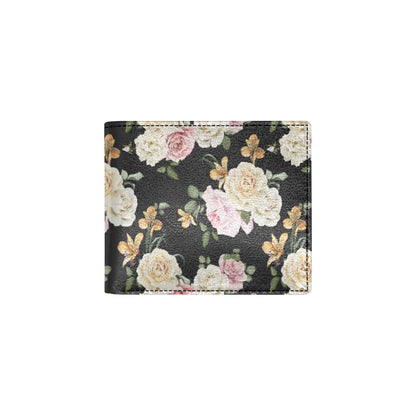 Rose Pattern Print Design A01 Men's ID Card Wallet
