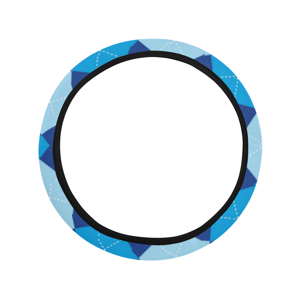 Argyle Blue Pattern Print Design 02 Steering Wheel Cover with Elastic Edge