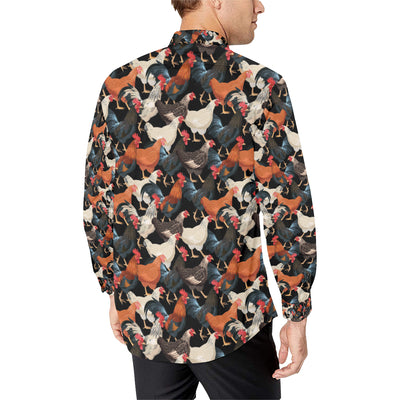 Chicken Print Pattern Men's Long Sleeve Shirt