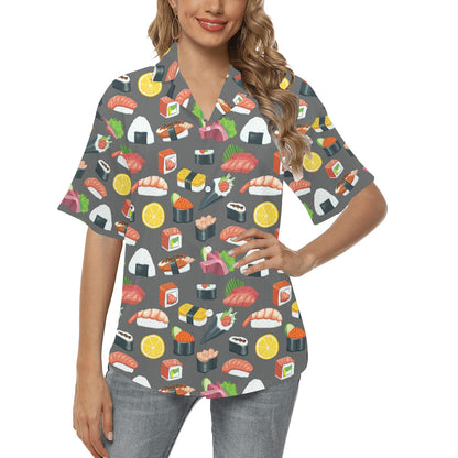 Sushi Print Design LKS302 Women's Hawaiian Shirt