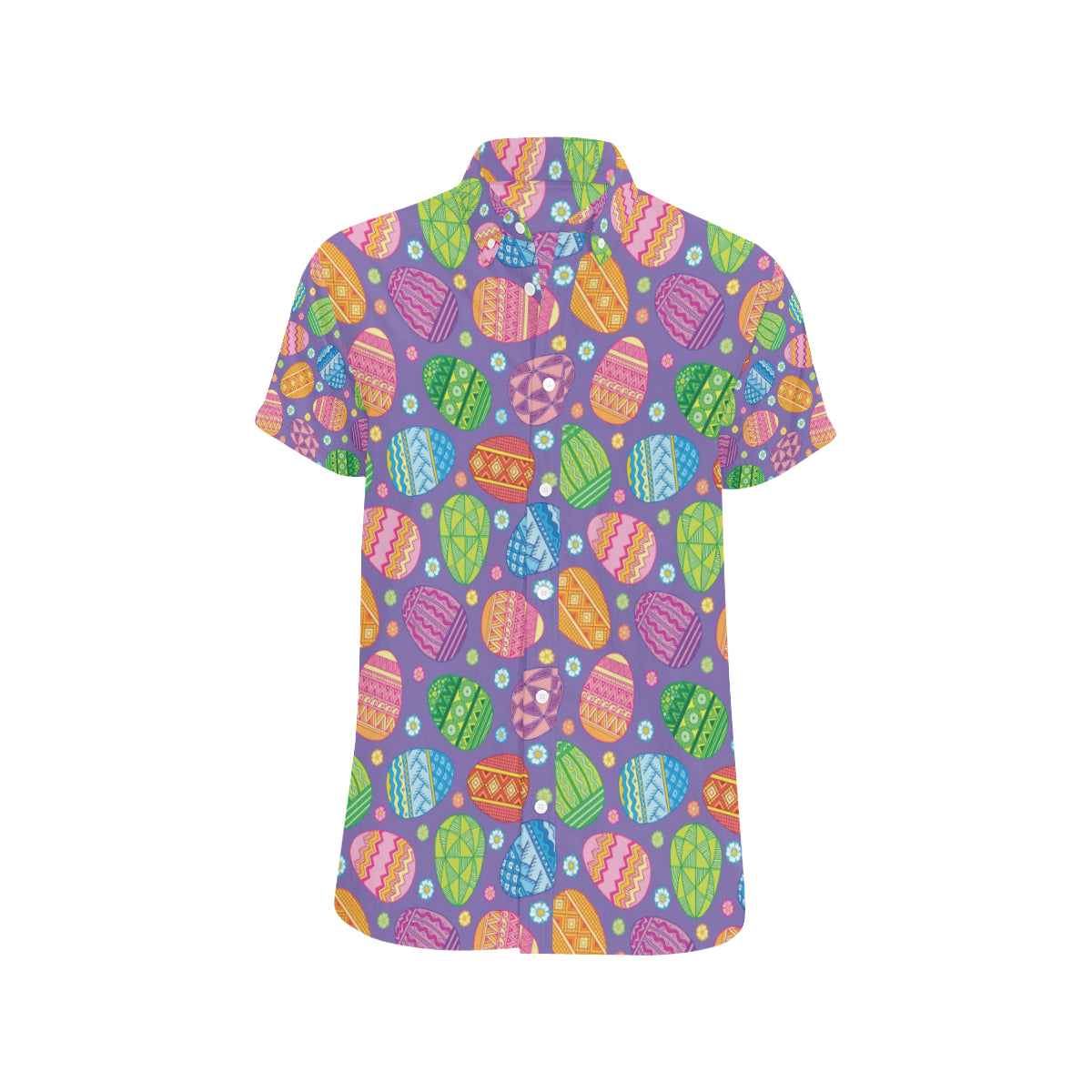 Easter Eggs Pattern Print Design RB010 Men's Short Sleeve Button Up Shirt