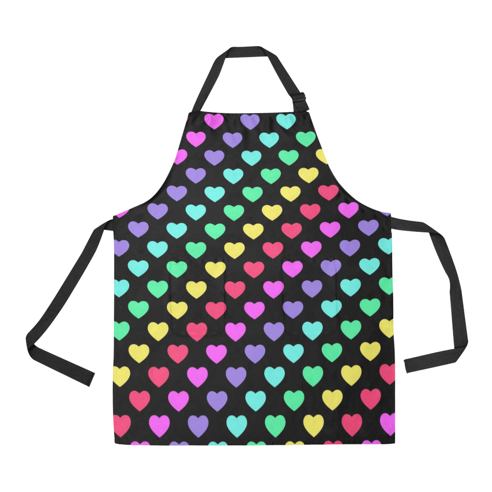 Heart Rainbow Pattern Print Design HE02 Apron with Pocket