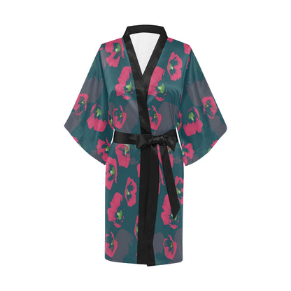 Morning Glory Pattern Print Design 01 Women's Short Kimono