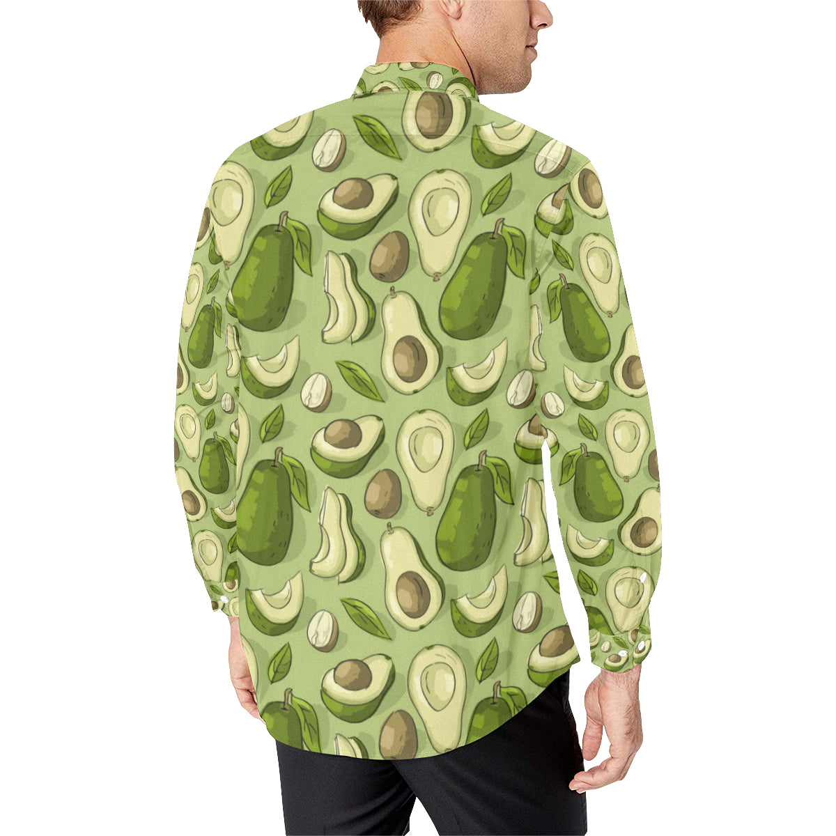 Avocado Pattern Print Design AC03 Men's Long Sleeve Shirt