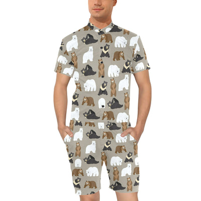 Bear Pattern Print Design BE03 Men's Romper