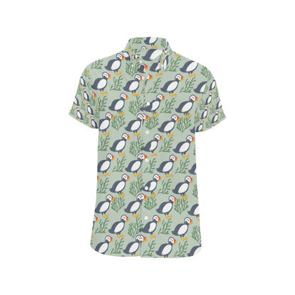 Puffin Pattern Print Design A04 Men's Short Sleeve Button Up Shirt