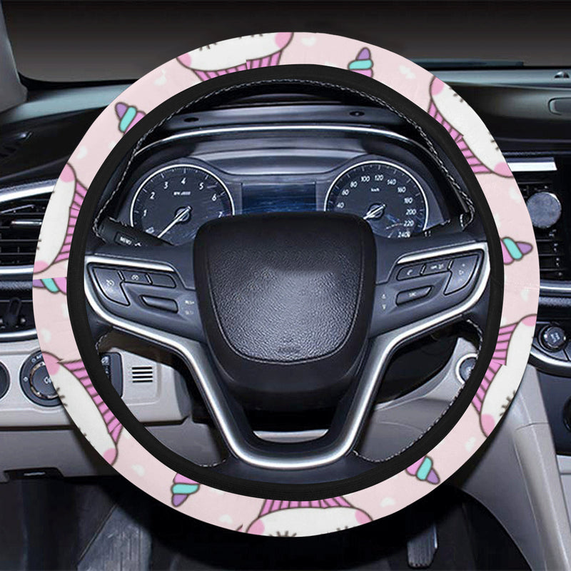 Cupcakes Unicorn Print Pattern Steering Wheel Cover with Elastic Edge