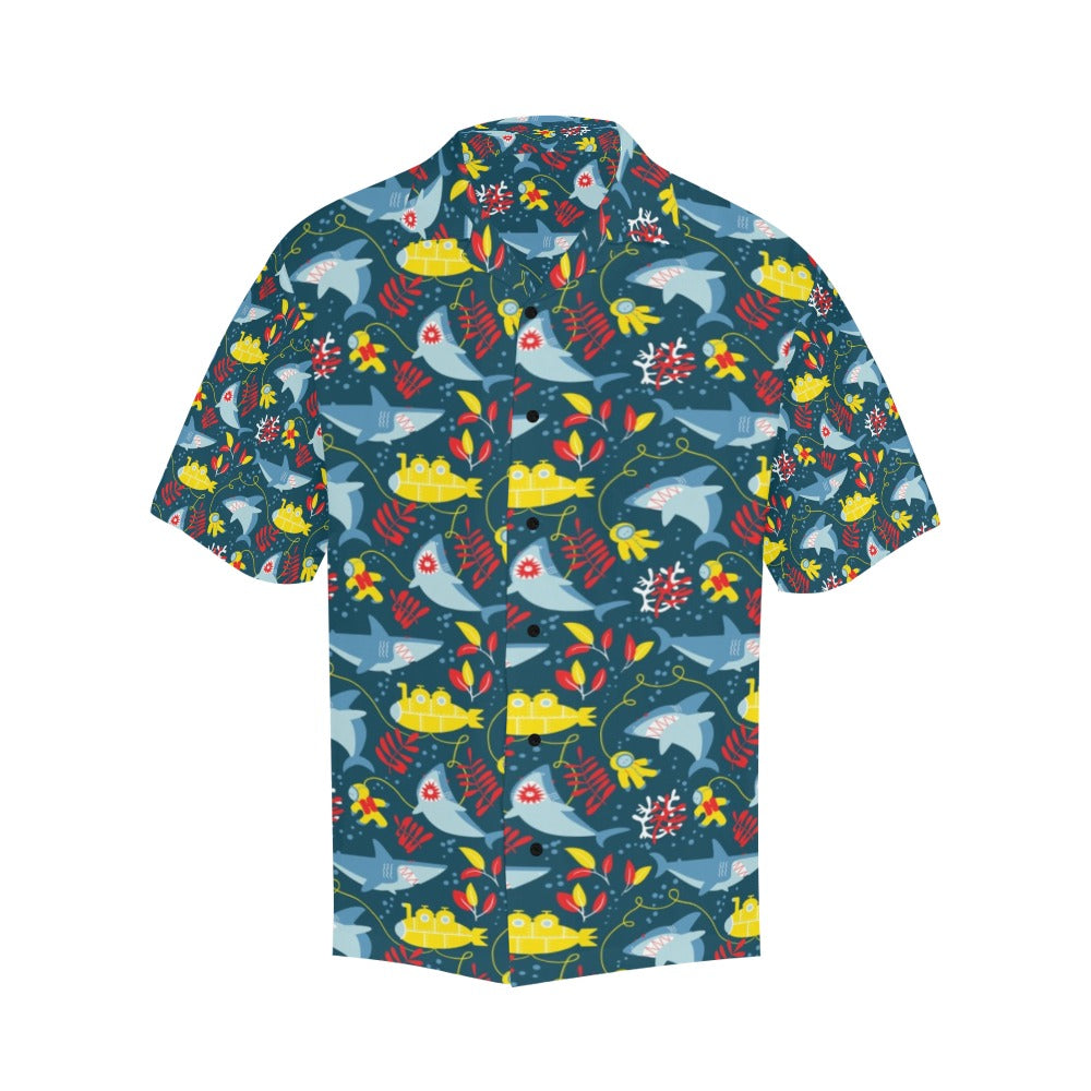 Scuba With Sharks Print Design LKS303 Men's Hawaiian Shirt