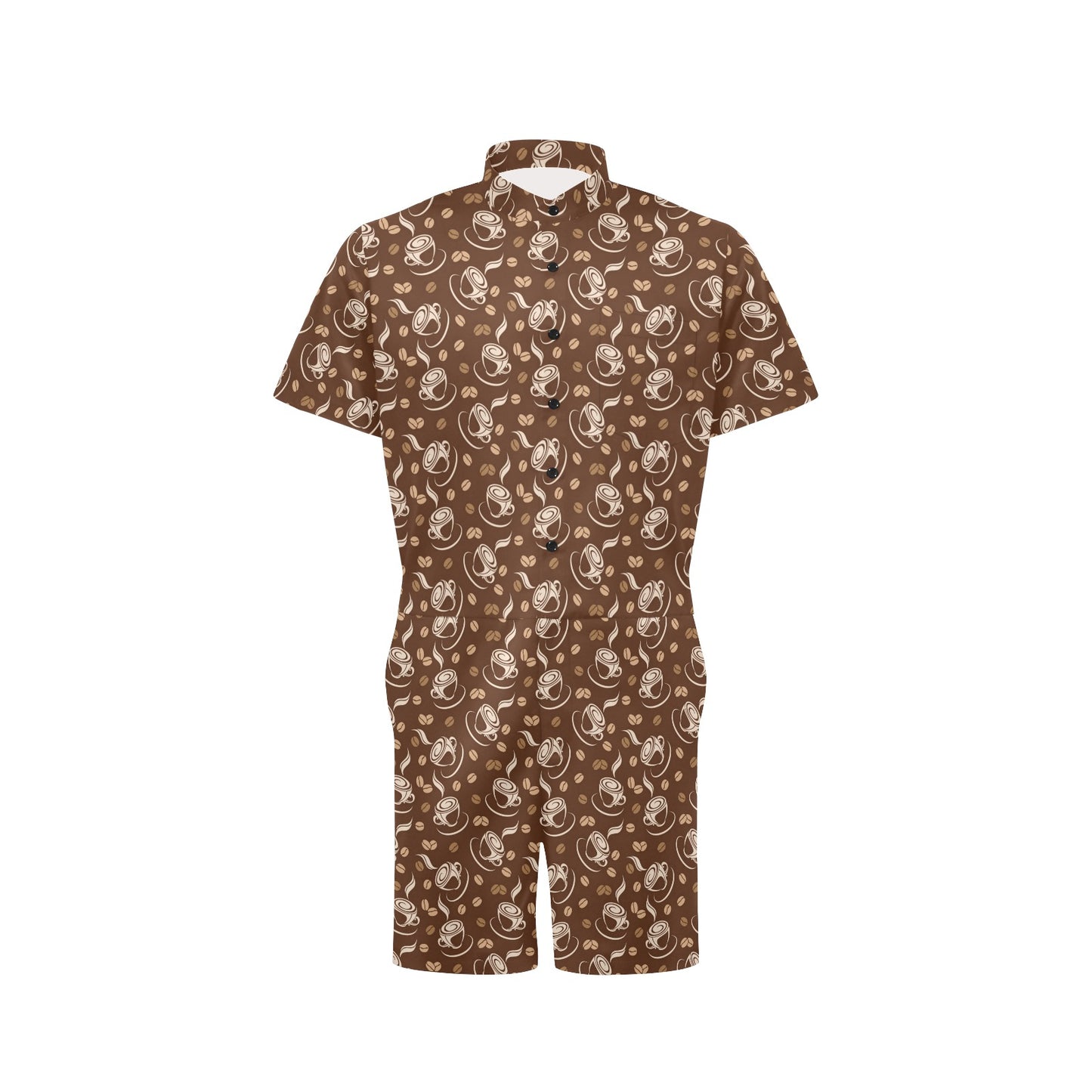 Coffee Pattern Print Design 03 Men's Romper