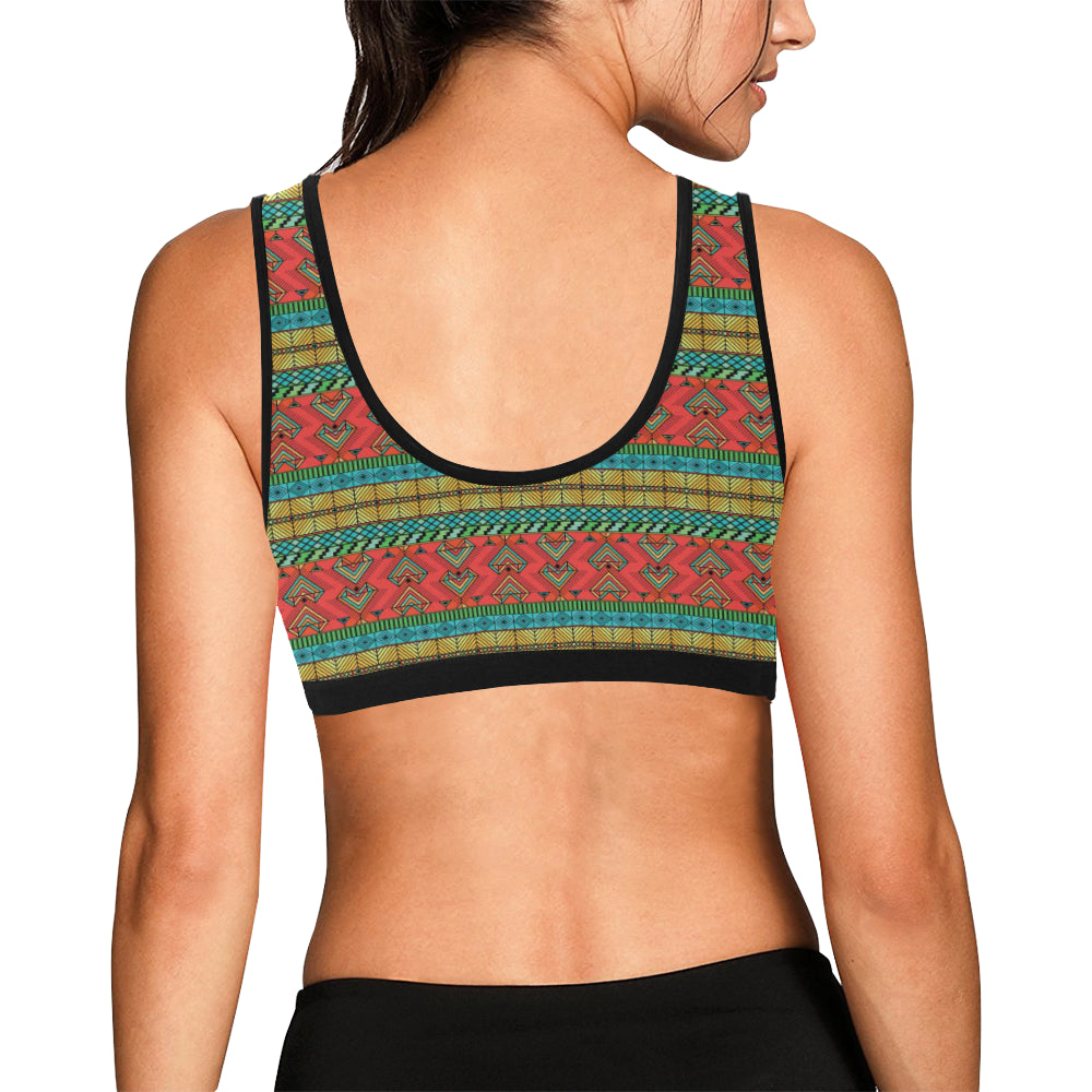 African Colorful Zigzag Print Pattern Sports Bra
