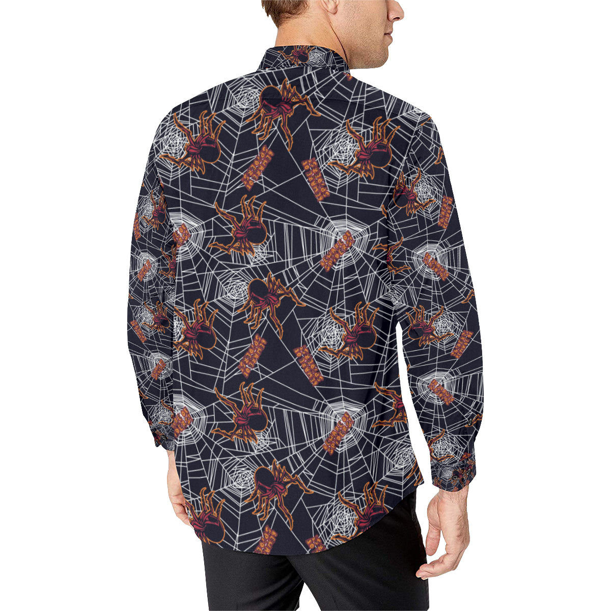 Tarantula Spiderwebs Pattern Print Design 01 Men's Long Sleeve Shirt