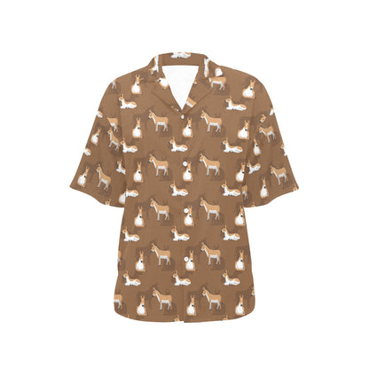 Donkey Print Design LKS401 Women's Hawaiian Shirt