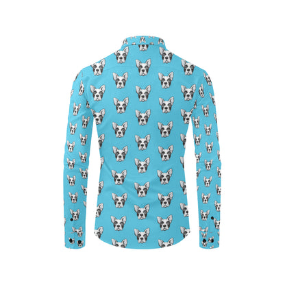 Boston Terrier Pattern Print Design 01 Men's Long Sleeve Shirt