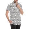 Bull Terrier Head Print Pattern Men's Short Sleeve Button Up Shirt