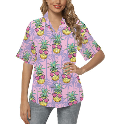 Pineapple Pattern Print Design PP06 Women's Hawaiian Shirt