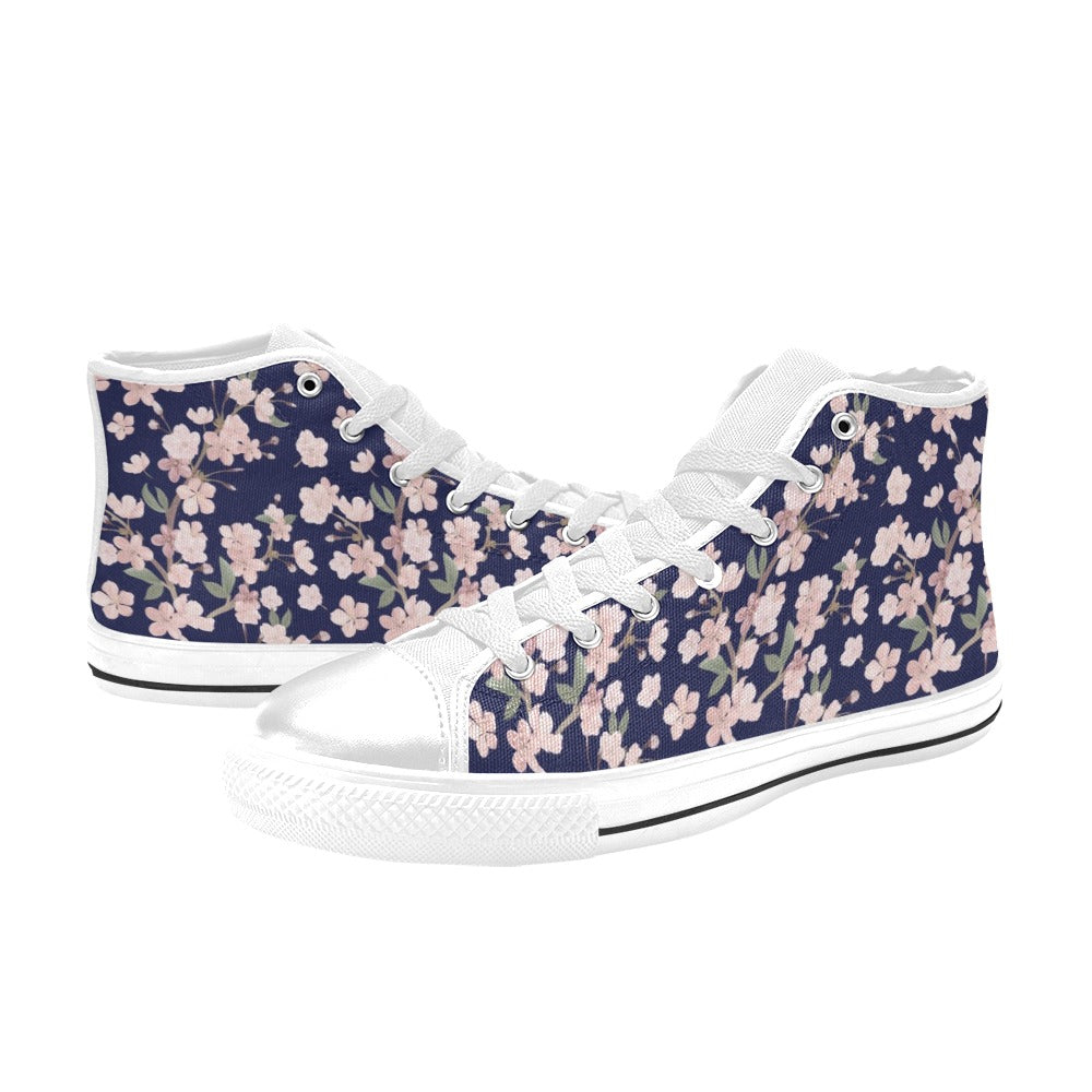 Sakura Print Design LKS301 High Top Women's White Shoes