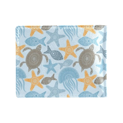 Polynesian Jellyfish Turtle Print Men's ID Card Wallet