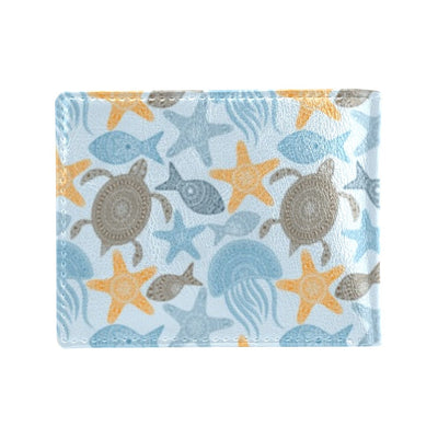 Polynesian Jellyfish Turtle Print Men's ID Card Wallet