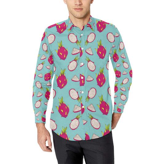 Dragonfruit Pattern Print Design DF01 Men's Long Sleeve Shirt