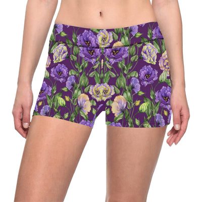 Lisianthus Pattern Print Design LT03 Yoga Shorts