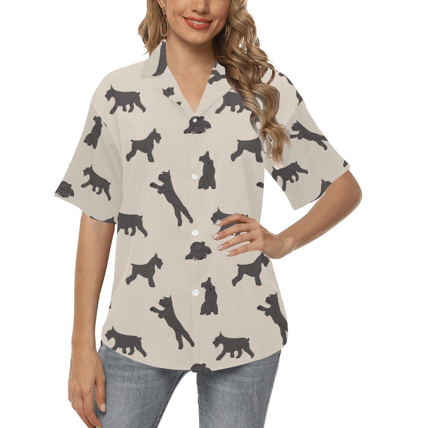 Schnauzers Pattern Print Design A06 Women's Hawaiian Shirt
