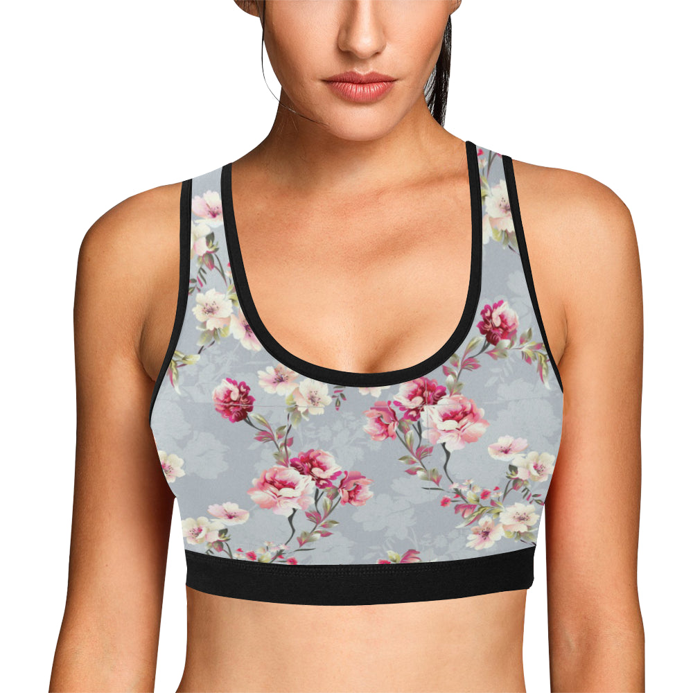 Summer Floral Pattern Print Design SF02 Sports Bra
