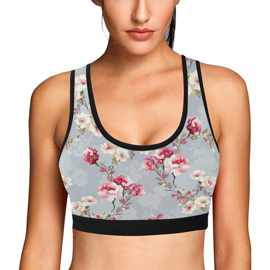 Summer Floral Pattern Print Design SF02 Sports Bra