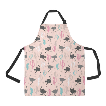Ostrich Pattern Print Design 03 Apron with Pocket