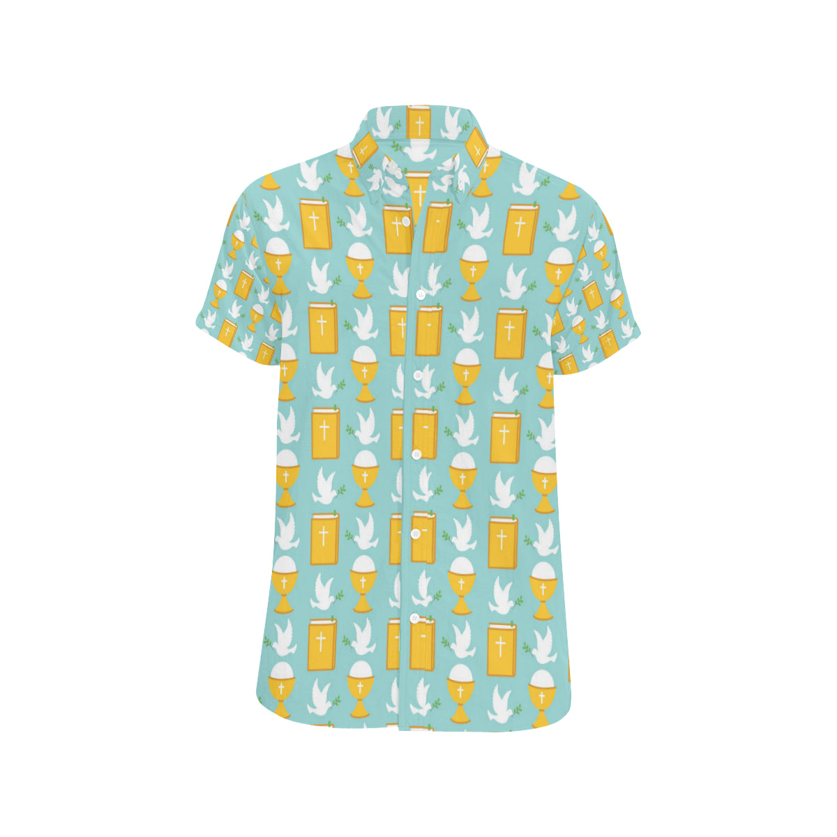 Christian Pattern Print Design 02 Men's Short Sleeve Button Up Shirt