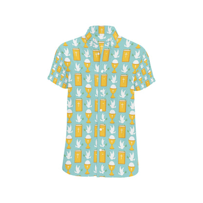 Christian Pattern Print Design 02 Men's Short Sleeve Button Up Shirt