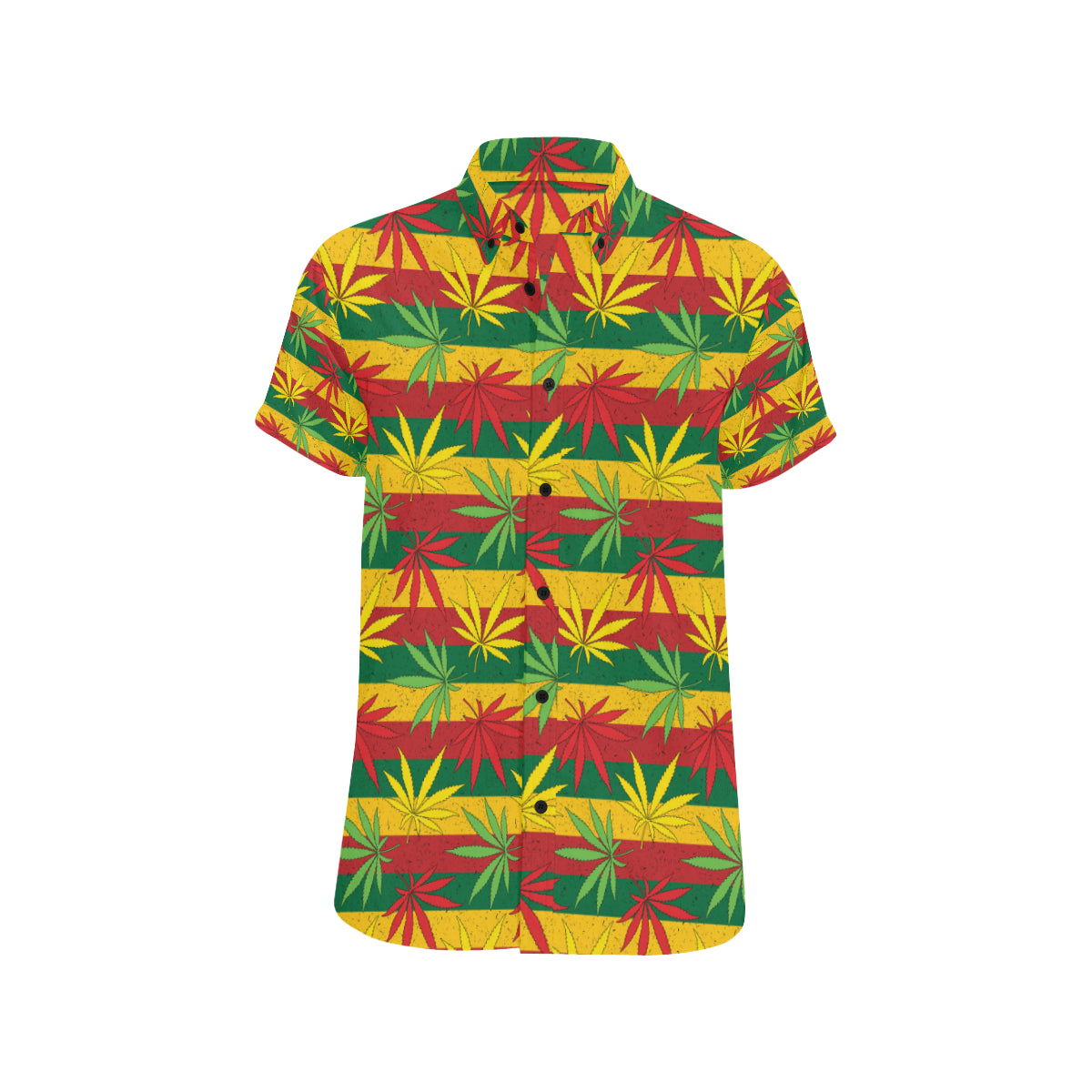 Rasta Pattern Print Design A03 Men's Short Sleeve Button Up Shirt