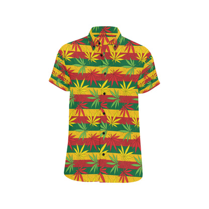 Rasta Pattern Print Design A03 Men's Short Sleeve Button Up Shirt