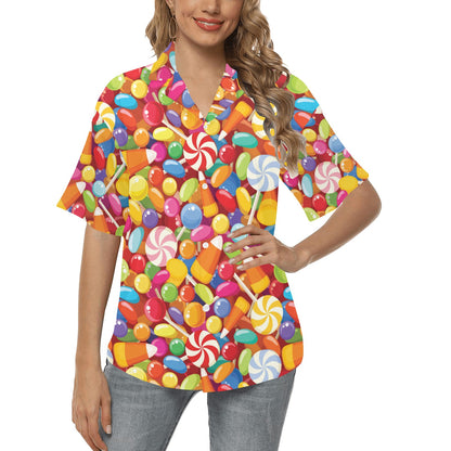 Candy Pattern Print Design 02 Women's Hawaiian Shirt