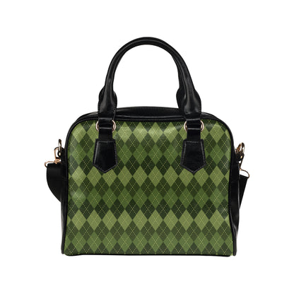 Argyle Green Pattern Print Design 01 Shoulder Handbag