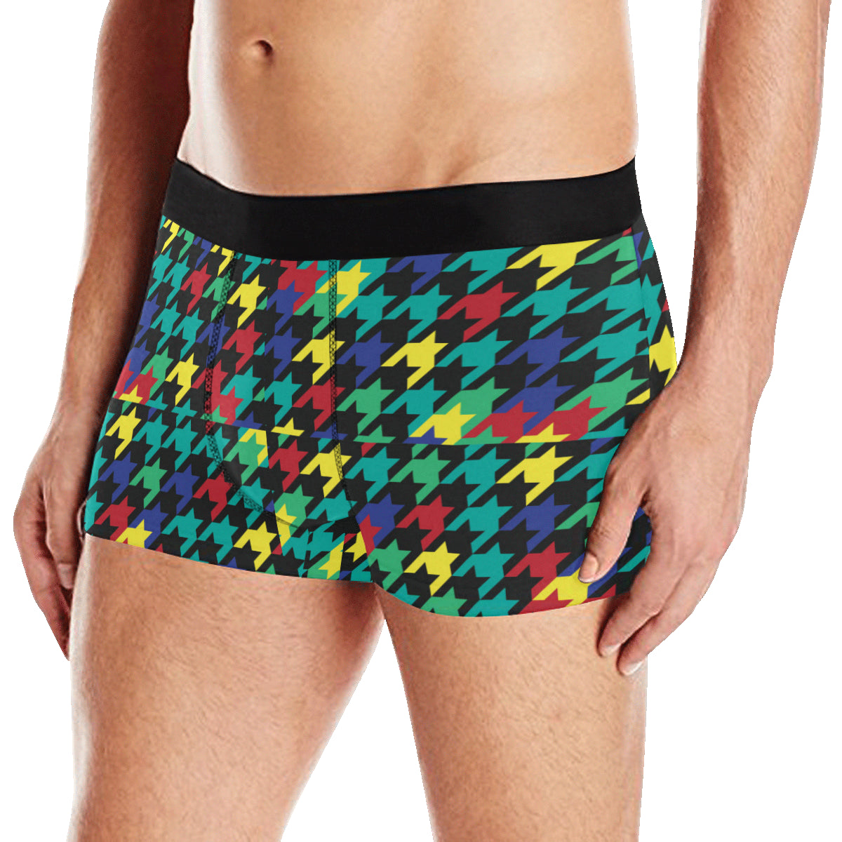 Houndstooth Colorful Pattern Print Design 02 Men's Boxer Briefs
