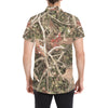 Camouflage Realistic Tree Authumn Print Men's Short Sleeve Button Up Shirt