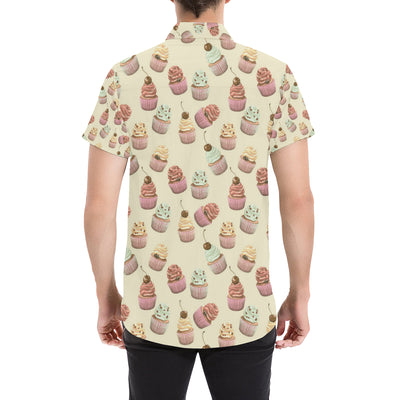 Cupcake Pattern Print Design 04 Men's Short Sleeve Button Up Shirt