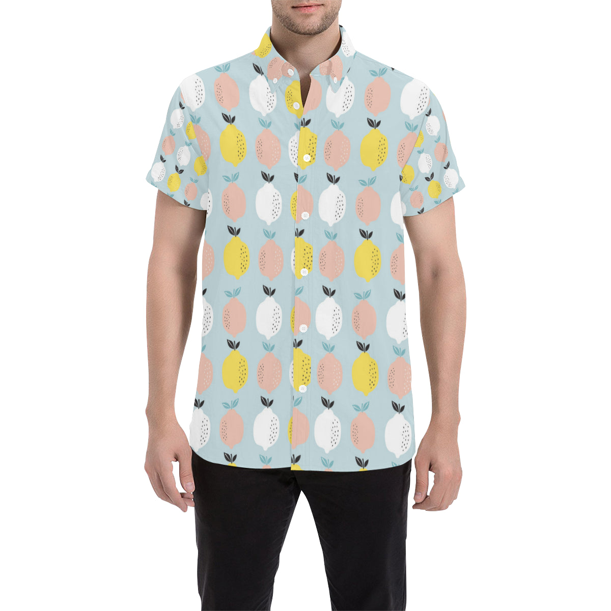 Citrus  Pattern Print Design 03 Men's Short Sleeve Button Up Shirt