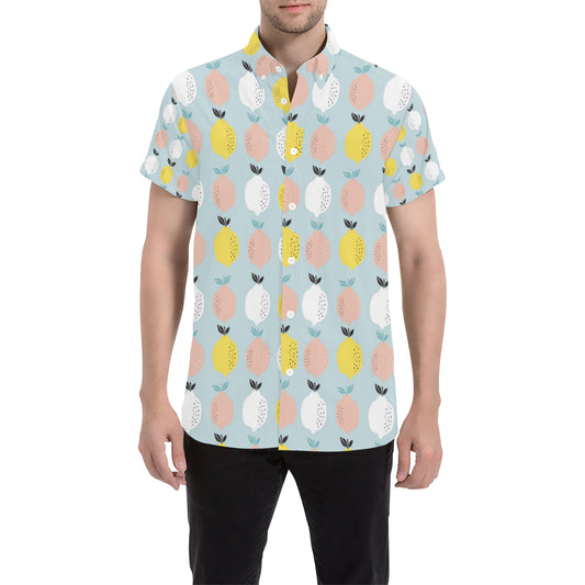 Citrus  Pattern Print Design 03 Men's Short Sleeve Button Up Shirt