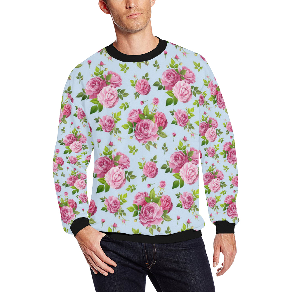 Rose Pink Pattern Print Design RO08 Men Long Sleeve Sweatshirt