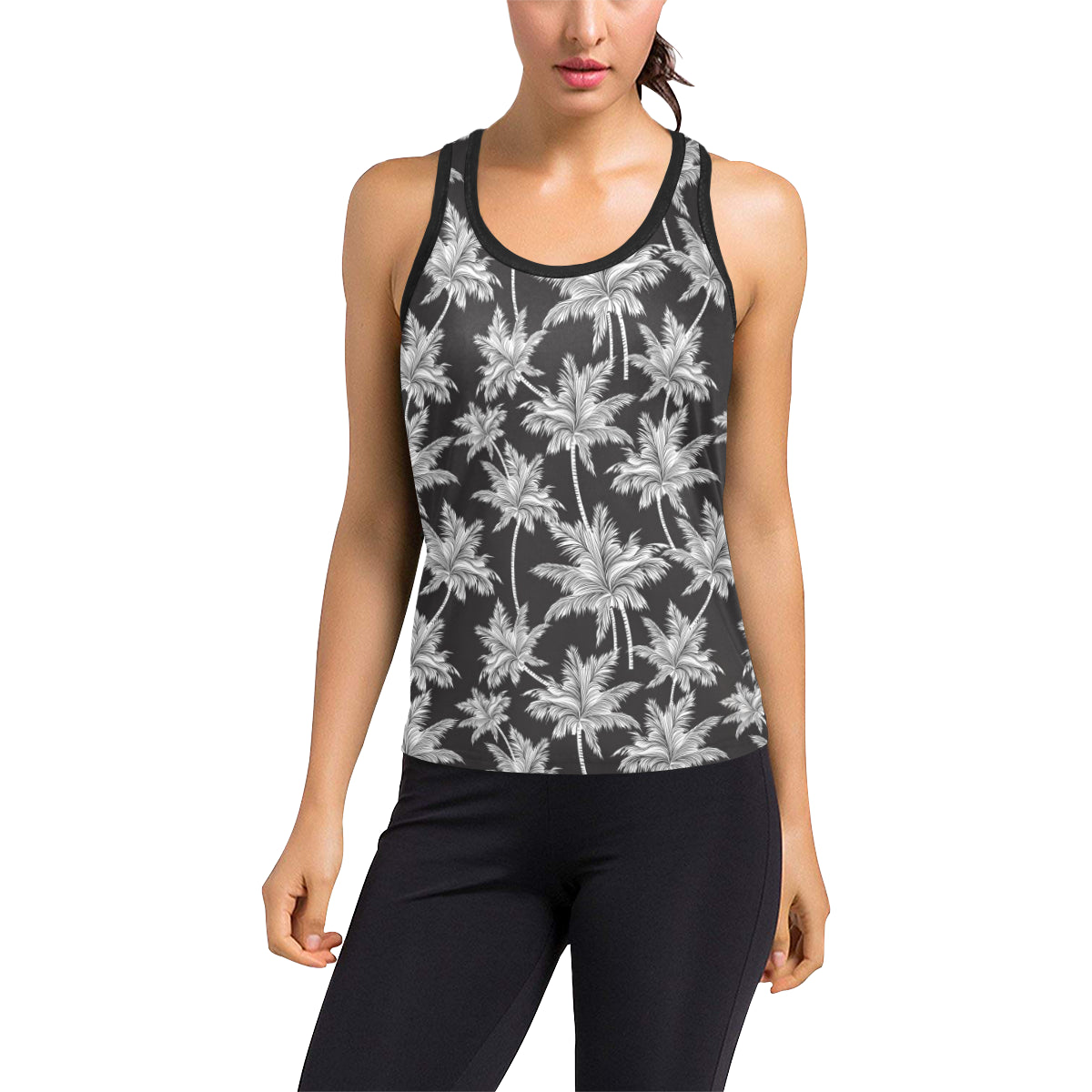 Palm Tree Pattern Print Design PT03 Women's Racerback Tank Top