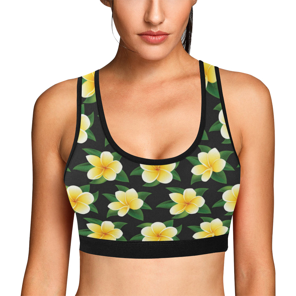 Plumeria Pattern Print Design A03 Sports Bra