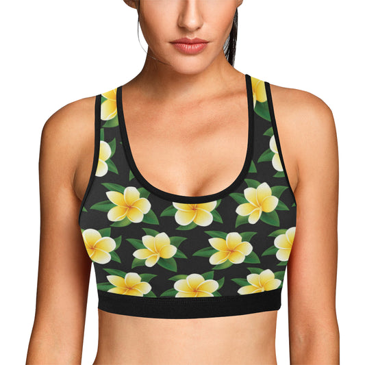 Plumeria Pattern Print Design A03 Sports Bra
