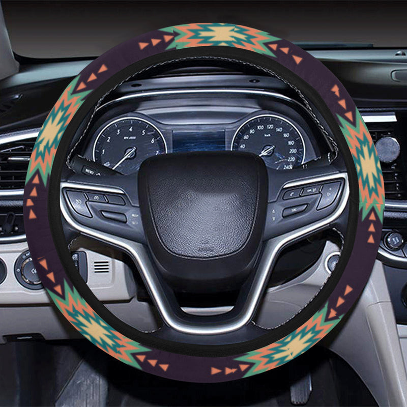 Navajo Geometric Style Print Pattern Steering Wheel Cover with Elastic Edge