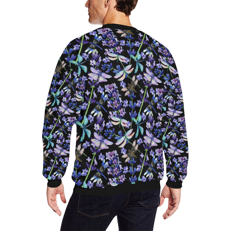 Lavender Dragonfly Pattern Print Design LV03 Men Long Sleeve Sweatshirt