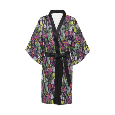 Cactus Pattern Print Design 08 Women's Short Kimono