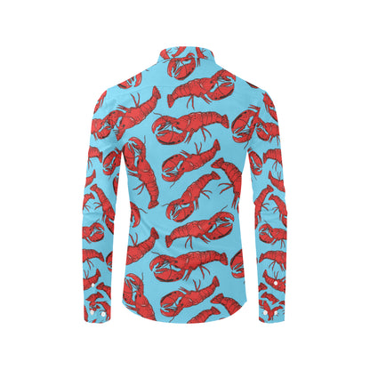 Lobster Red Pattern Print Design 03 Men's Long Sleeve Shirt